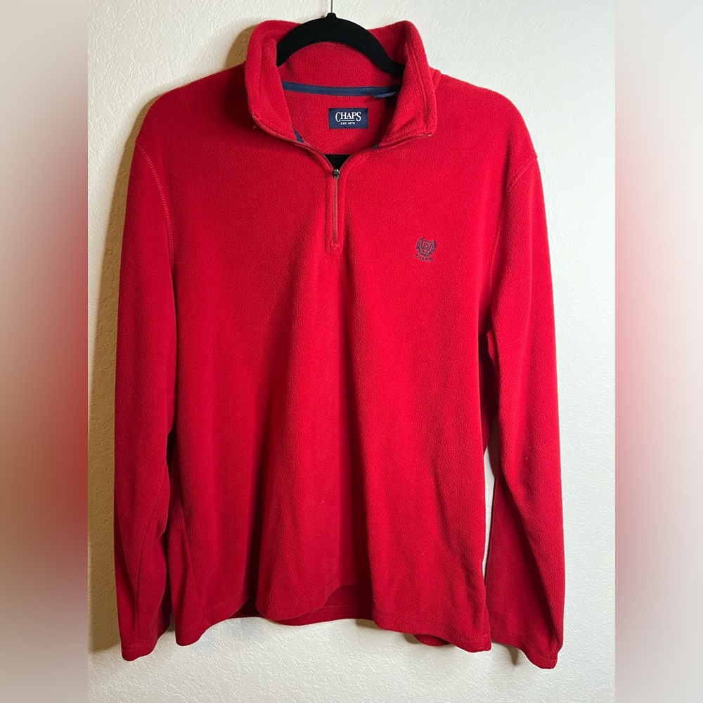 Chaps large fleece-style sweater. Red.